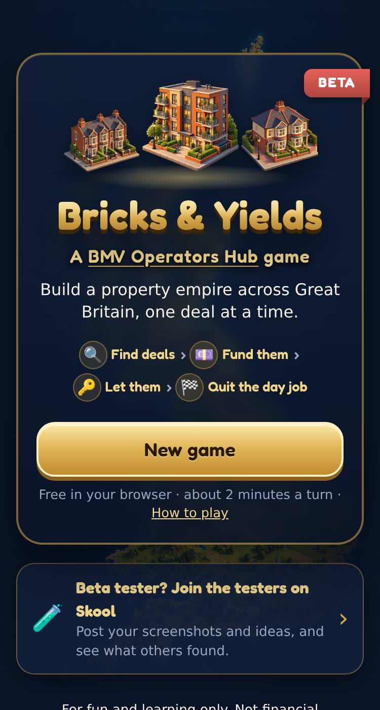 The start screen with a New game button